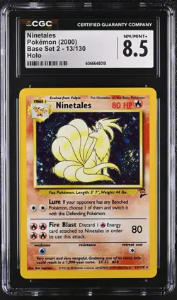 CGC 8.5 Ninetales 2000 Base Set 2 13/130 Holo SWIRL Pokemon Card - Image 1