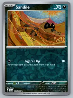 2025 Pokemon Black Bolt Sandile 057/086 Reverse Holo - Image 1