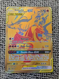 2021 Pokemon SM Black Star Promo SM247 Full Art Reshiram & Charizard GX - Image 2