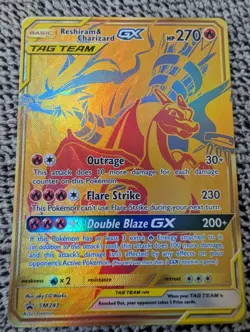 2021 Pokemon SM Black Star Promo SM247 Full Art Reshiram & Charizard GX - Image 5