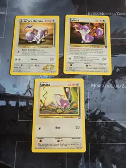 Rattata 3-card Lot Pokemon Lt Surge's Gym Heroes, Team Rocket, Base Set 2 - Image 1