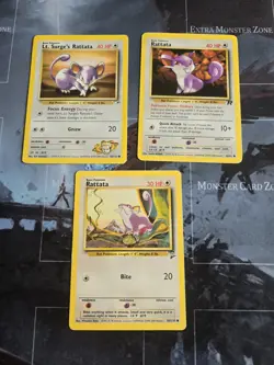 Rattata 3-card Lot Pokemon Lt Surge's Gym Heroes, Team Rocket, Base Set 2 - Image 3
