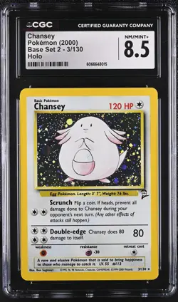 CGC 8.5 Chansey 2000 Base Set 2 3/130 Holo Pokemon Card - Image 1