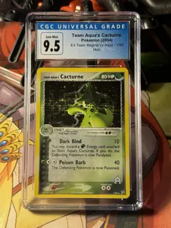 CGC 10 / 9.5 Team Aqua's Cacturne EX Team Magma Vs Aqua 1/95 Holo Pokemon Card - Image 1