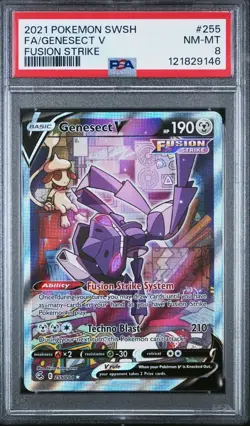 Genesect V (Alternate Full Art) 255/264 Pokemon Swsh08: Fusion Strike Holo PSA 8 - Image 1