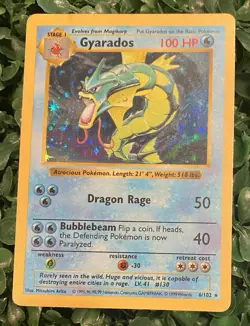 GYRADOS SHADOWLESS POKEMON CARD 6/102 SET HOLO - Image 1