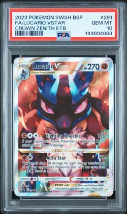 2023 POKEMON SWSH BLACK STAR PROMO #291 FULL ART/LUCARIO VSTAR PSA 10 - Image 1