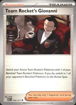TEAM ROCKET'S GIOVANNI 204/217 UNCOMMON ASCENDED HEROES POKEMON NM - Image 1