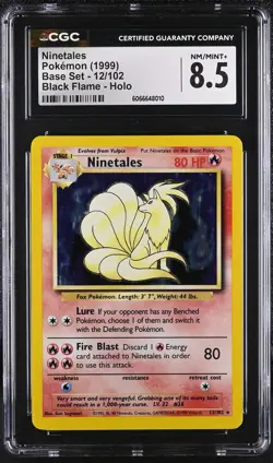 CGC 8.5 Ninetales 1999 Base Set 12/102 Black Flame Holo Pokemon Card - Image 1