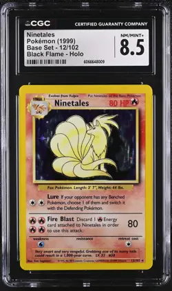 CGC 8.5 Ninetales 1999 Base Set 12/102 Black Flame Holo Pokemon Card - Image 1