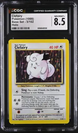 CGC 8.5 Clefairy 1999 Base Set 5/102 Holo Pokemon Card - Image 1