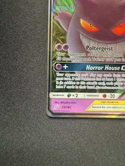 Pokemon Team Up: Gengar and Mimikyu GX Card 53/181 NM Condition - Image 4