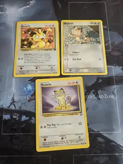 Meowth 3-Card Lot Pokemon Team Rocket, Base Set 2, Fire Red & Leaf GRN - Image 1