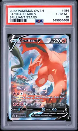 2022 POKEMON SWORD & SHIELD BRILLIANT STARS #154 FULL ART/CHARIZARD V PSA 10 - Image 1