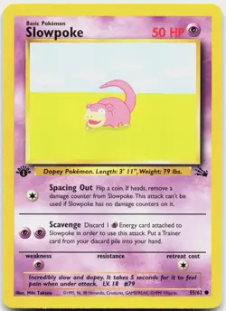 Slowpoke 55/62 Common Fossil Pokemon 1st Edition Near Mint - Image 1