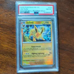 2025 Pokemon Jolteon Prismatic Evolutions Master Ball Reverse Holo #029 PSA 8 - Image 1