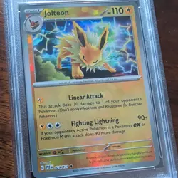 2025 Pokemon Jolteon Prismatic Evolutions Master Ball Reverse Holo #029 PSA 8 - Image 2
