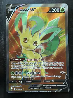 Pokemon Leafeon V Evolving Skies 166/203 Holo Ultra Rare (NM) - Image 1