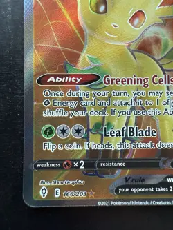 Pokemon Leafeon V Evolving Skies 166/203 Holo Ultra Rare (NM) - Image 4