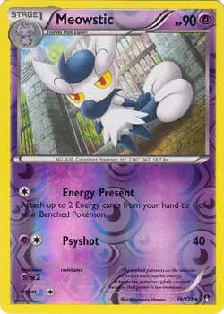 Meowstic 59/122 - Breakpoint - Reverse Holo Rare - NM/M - Image 1