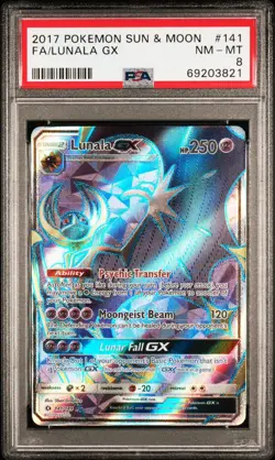 2017 Pokemon Sun & Moon FA Lunala GX 141 PSA 8 - Image 1