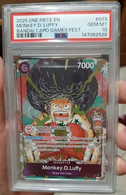 One Piece Monkey.D.Luffy PSA 10 Bandai Card Games Fest 25-26 Promo OP07-073 - Image 3