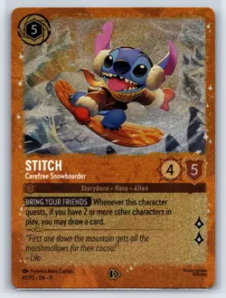 Stitch - Carefree Snowboarder Holo Promo Disney Lorcana Promo Cards 42 NM - Image 1