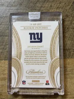 2025 Panini Flawless Jaxson Dart RC Patch /25 Encased GIANTS 3 Color - Image 3