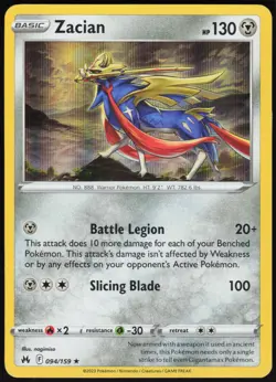 Zacian 094/159 Holo Rare Crown Zenith Pokemon Near Mint - Image 1