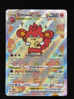 Simisear VSTAR GG37/GG70 Holo Crown Zenith Galarian Gallery Pokemon NM - Image 1