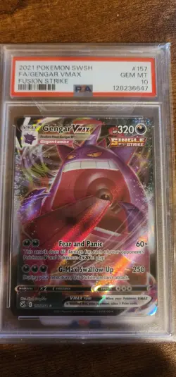 2021 POKEMON SWORD & SHIELD FUSION STRIKE #157 FULL ART/GENGAR VMAX PSA 10 - Image 2