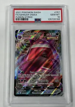 2021 POKEMON SWORD & SHIELD FUSION STRIKE #157 FULL ART/GENGAR VMAX PSA 10 - Image 1