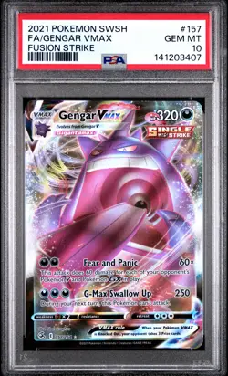 2021 POKEMON SWORD & SHIELD FUSION STRIKE #157 FULL ART/GENGAR VMAX PSA 10 - Image 1