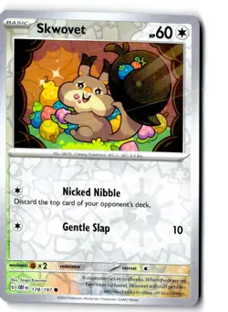 Skwovet 178/197 Common Obsidian Flames Pokemon Reverse LP Holo Card - Image 1