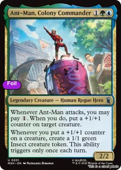 (Preorder) MTG Foil Ant-Man, Colony Commander Card #201 Marvel Super Heroes N... - Image 1