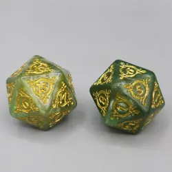 Lord of the Rings MTG Bundle Oversized Green Gold Spindown Dice D20 2 Dice - Image 2