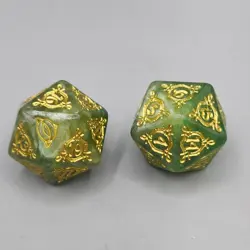 Lord of the Rings MTG Bundle Oversized Green Gold Spindown Dice D20 2 Dice - Image 4