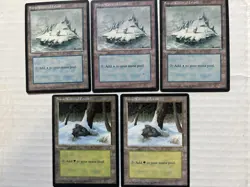 MTG Basic Land Snow-Covered Forest & Island 5 Card Lot Ice age - Image 1