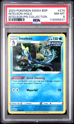 2023 POKEMON SWSH BLACK STAR PROMO INTELEON PIN COLL #279 INTELEON-HOLO PSA 8 - Image 1