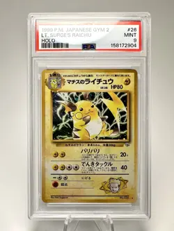 Vintage Pokemon Gym 2 Lt. Surge's Raichu Holo Rare #26 Japanese PSA 9 - Image 1