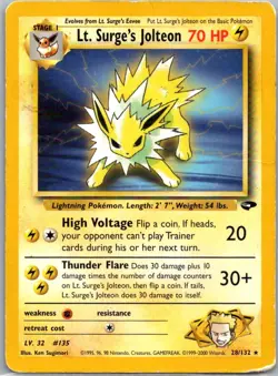Lt. Surge's Jolteon 28/132 Gym Challenge Rare Unlimited Pokemon - Image 1