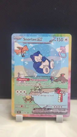 Pokemon Sparkle Holo Rainbow Boarder Cute Anime Snorlax EX Card - Image 1