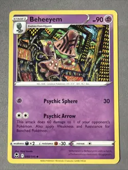 Pokemon TCG * 80/195 Beheeyem Uncommon * Silver Tempest SWSH * NM - Image 1