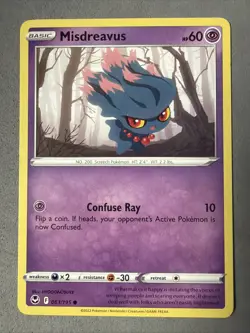 Pokemon TCG * 63/195 Misdreavus Common * Silver Tempest SWSH * NM - Image 1