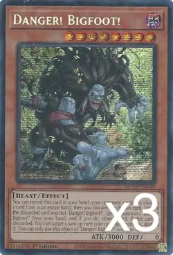 3X Yugioh Danger! Bigfoot! MP25-EN140 Secret Rare 1st Edition NM - Image 1