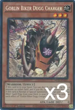 3X Yugioh Goblin Biker Dugg Charger MP25-EN051 Secret Rare 1st Edition NM - Image 1