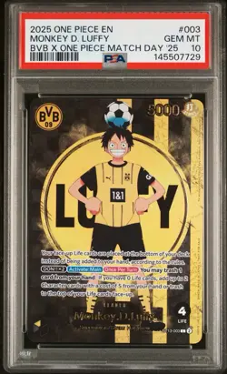 One Piece Monkey D. Luffy ST13-003 BVB Borussia Dortmund Match Day 25 PSA 10 ENG - Image 1