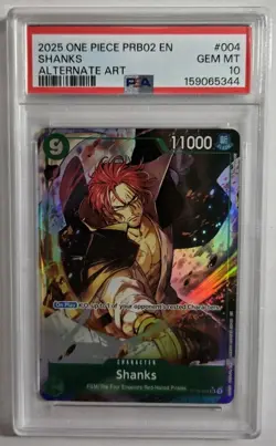 PSA 10 ~ Shanks PRB02 Alternate Art ST16-004 One Piece Card Game - Image 1