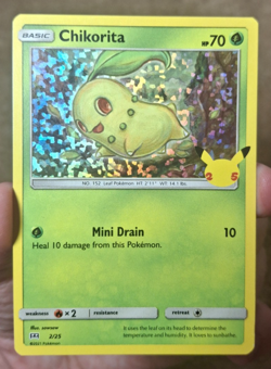 2021 POKEMON 25TH ANNIVERSARY McDONALD'S PROMO CHIKORITA HOLO CARD 2/25 - Image 1