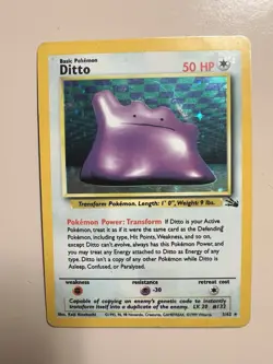 😐 Pokemon Ditto 3/62 Fossil Holo Card! - Image 1